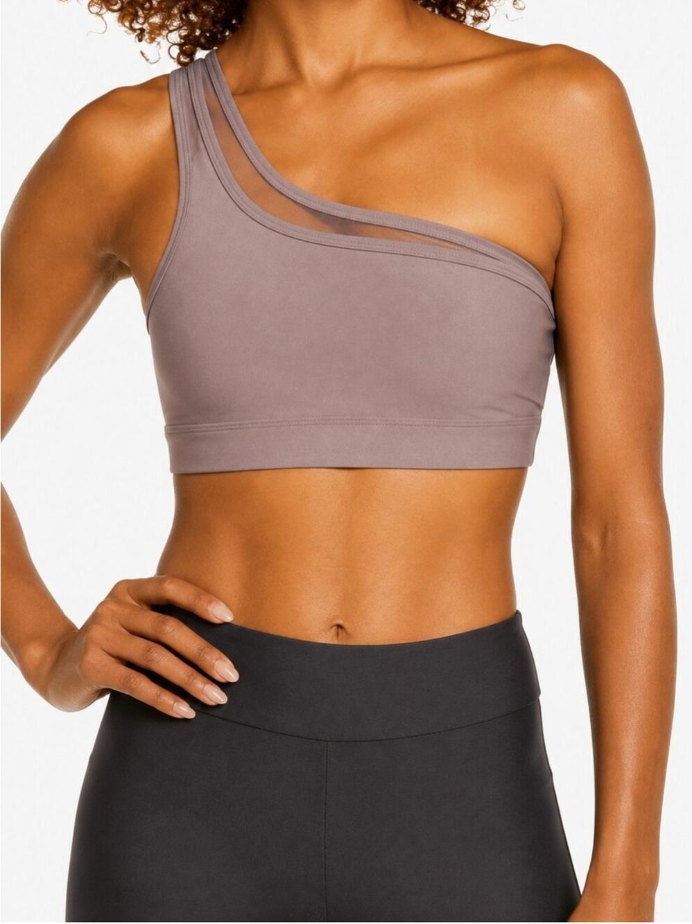 Alo Yoga Sports Bra Womens XS Airlift Excite One Shoulder Double Strap Purple